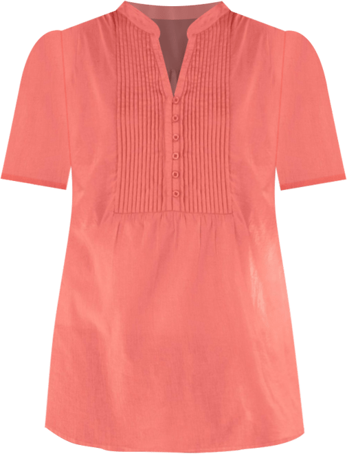 Women's Plus Size Pintucked Half-Button Tunic
