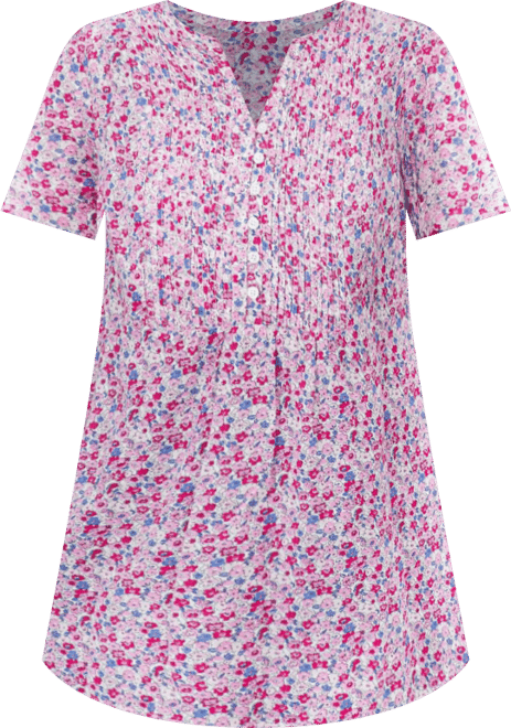 Women's Plus Size Pintucked Half-Button Tunic