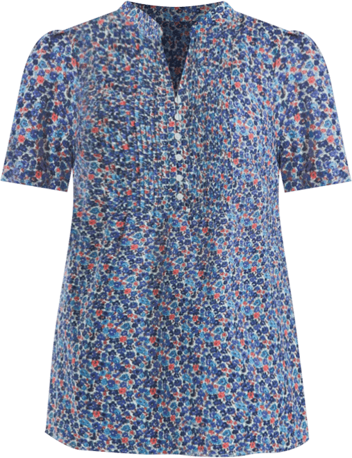 Women's Plus Size Pintucked Half-Button Tunic