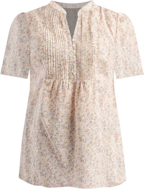 Women's Plus Size Pintucked Half-Button Tunic