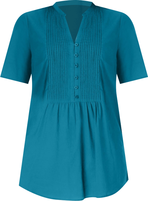 Women's Plus Size Pintucked Half-Button Tunic