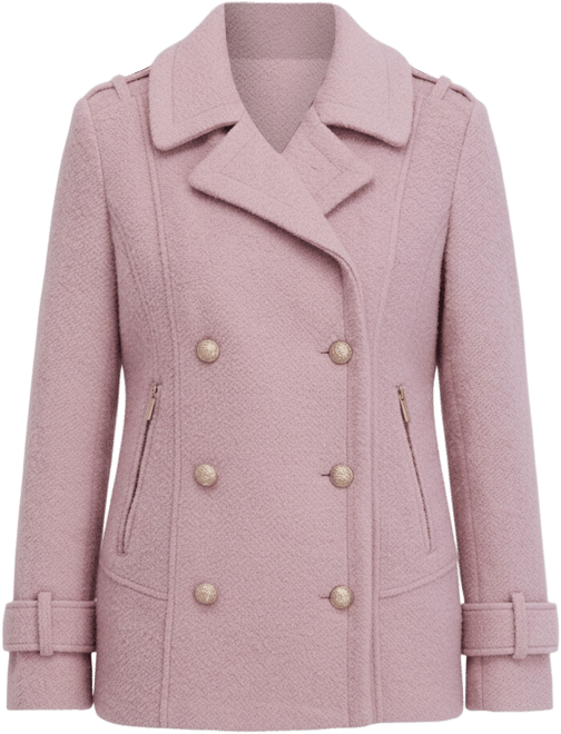 Women's Boucle Peacoat with Gold Accents