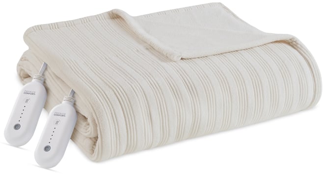 Heated Textured Fleece Blanket, Queen