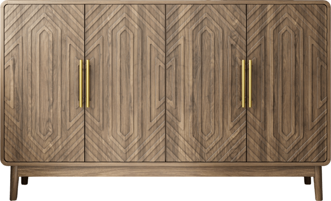 Streamdale Carved 4-Door Sideboard Buffet Cabinet with Adjustable Shelves