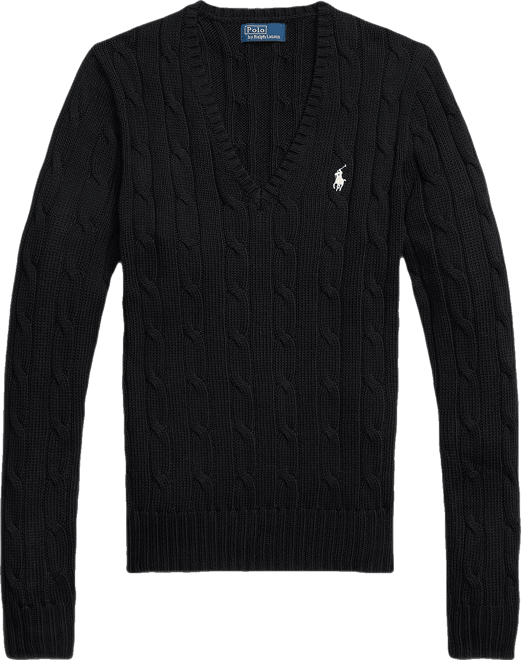 Women's Cable-Knit Cotton V-Neck Sweater