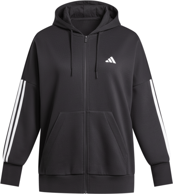 Plus Size Essentials 3-Stripes Full-Zip Fleece Hoodie