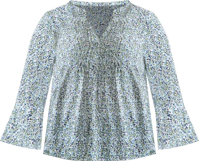 Plus Size Printed Pintuck V-Neck Top, Macy's Exclusive