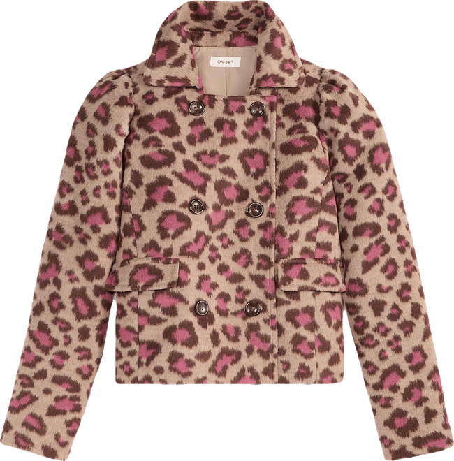 Women's Brushed Animal Print Shrunken Peacoat, Macy's Exclusive