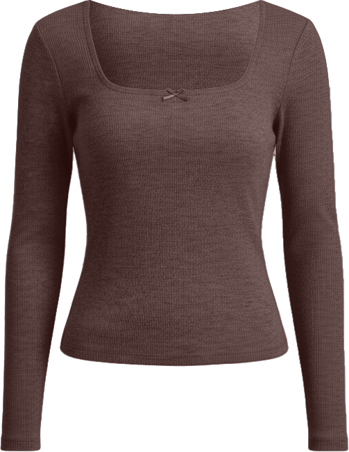 Juniors' Square-Neck Double-Layer Long-Sleeve