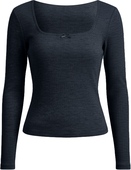 Juniors' Square-Neck Double-Layer Long-Sleeve