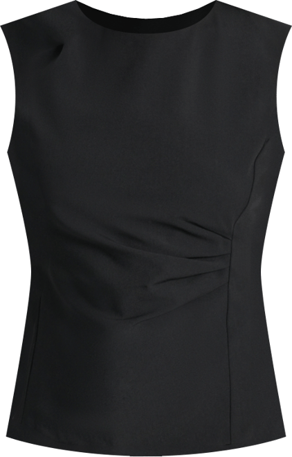 Women's Ruched Side Structured Sleeveless Top
