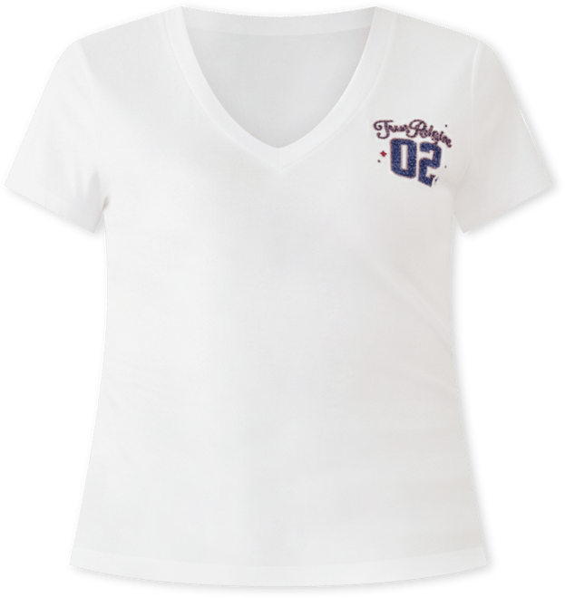 Women's Sporty Crystal V Neck T-Shirt