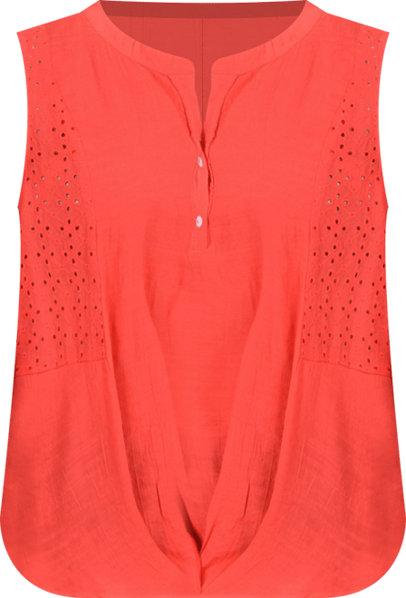 Plus Size Sleeveless Top with Eyelet Insets