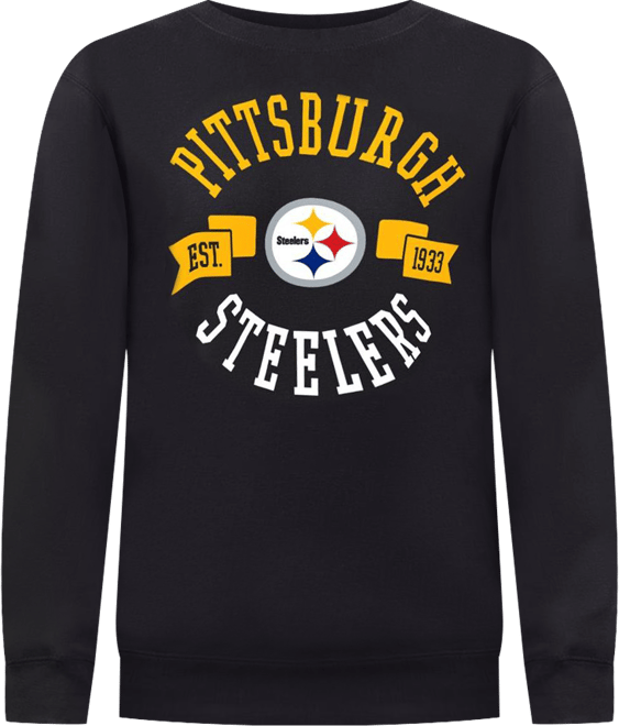 Women's Black Pittsburgh Steelers Large Team Graphic Fleece Pullover Sweatshirt