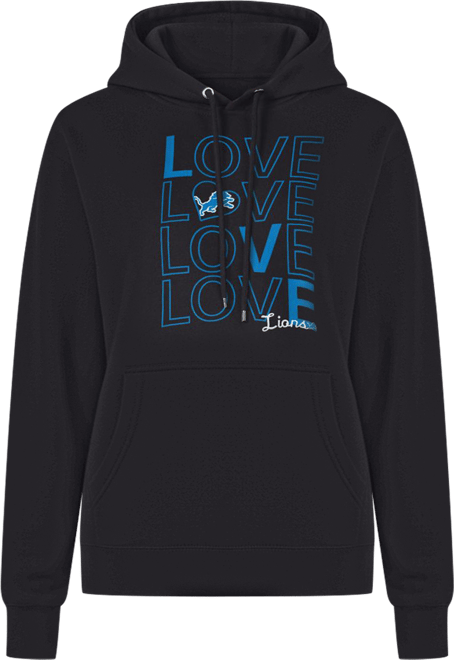 Women's Black Detroit Lions Love Team Fleece Tri-Blend Pullover Hoodie