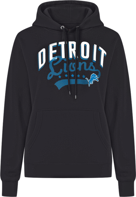 Women's Black Detroit Lions Filigree Fleece Tri-Blend Pullover Hoodie