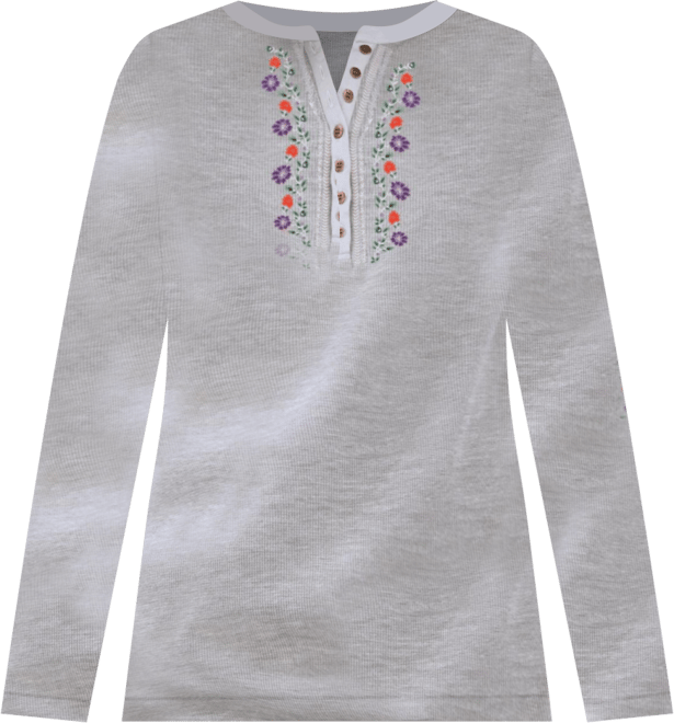 Plus Size Within Embroidered Thermal Henley Tee