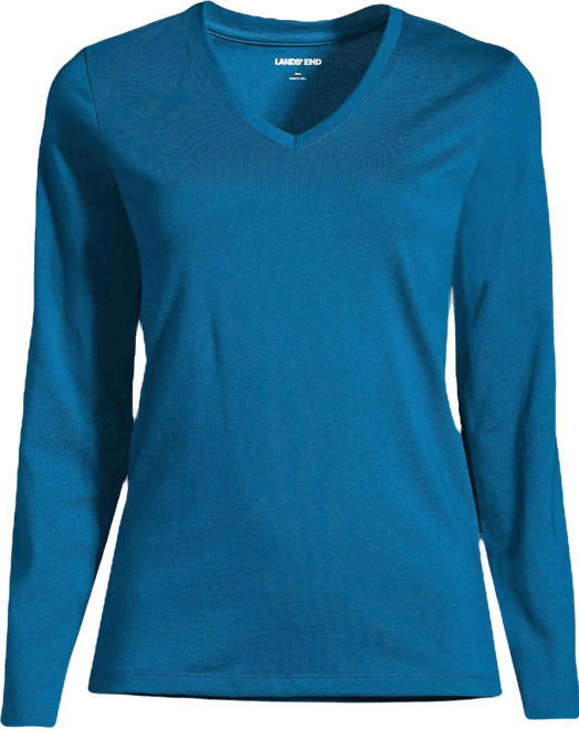 Women's Tall Supima Cotton Long Sleeve V-Neck T-Shirt