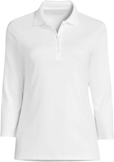 Women's Petite 3/4 Sleeve Supima Cotton Polo Shirt