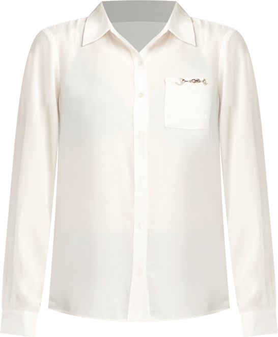 Juniors' Solid Dobby Long Sleeve Shirt