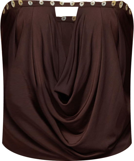 Womens Giana Iridescent Strapless Cowl Neck Top