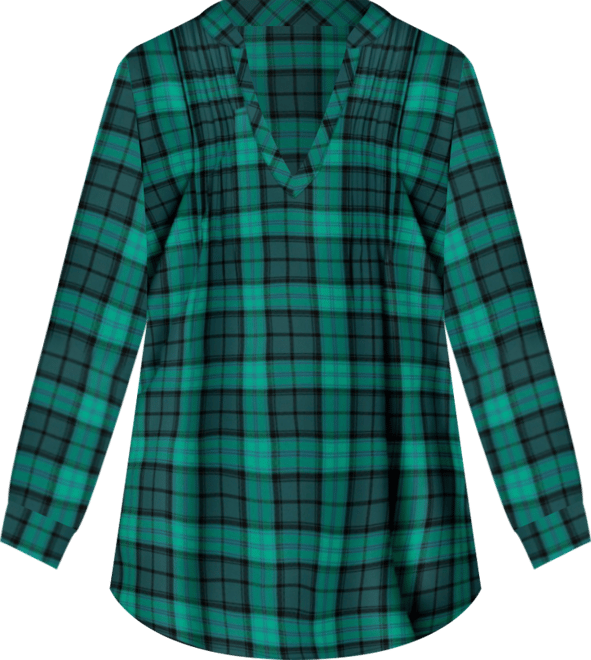 Plus Size Flannel Tunic With Layered Look
