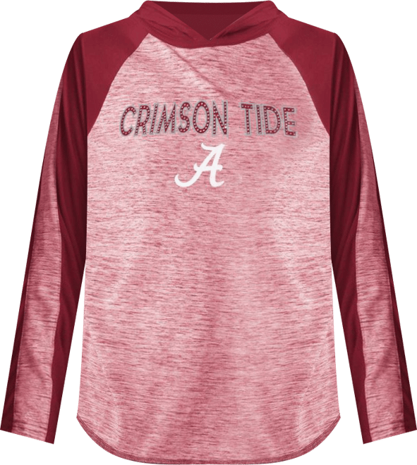 Women's Crimson Alabama Crimson Tide Underdog Bling Raglan Long Sleeve Hoodie T-Shirt