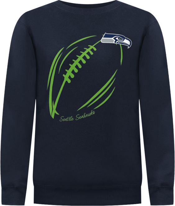 Women's Navy Seattle Seahawks Football Logo Graphic Fleece Tri-Blend Pullover Sweatshirt