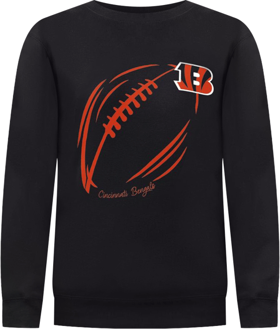 Women's Black Cincinnati Bengals Football Logo Graphic Fleece Tri-Blend Pullover Sweatshirt