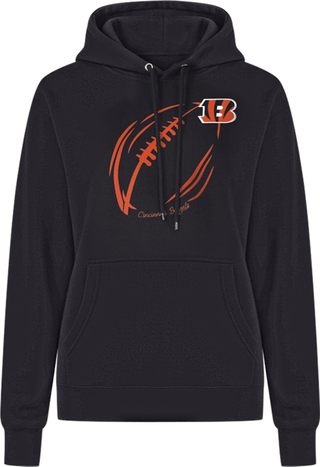 Women's Black Cincinnati Bengals Football Logo Fleece Tri-Blend Pullover Hoodie