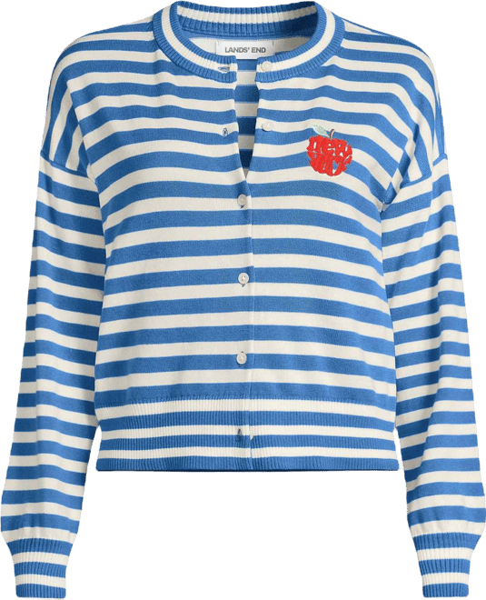 Women's Cropped Fine Gauge Crew Neck Cardigan Sweater