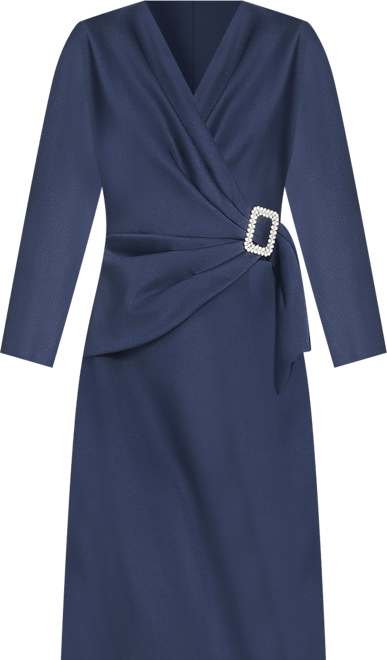 eliza j cuff sleeve v neck ruched waist dress ELIZA J BLACK FIT & FLARE Cuff Sleeves V Neck Ruched Waist RETRO DRESS Sz  14 #H
