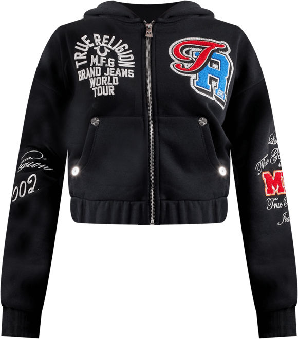 True Religion Crystal Patched Full-Zip Fleece Hoodie – DTLR