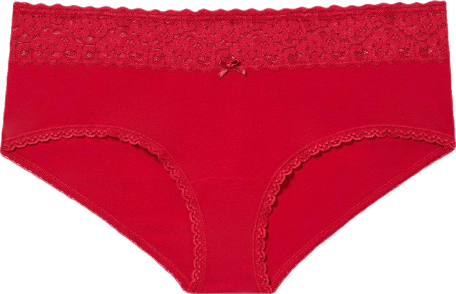 COTTON MID RISE CHEEKY LACE TRIM PANTY