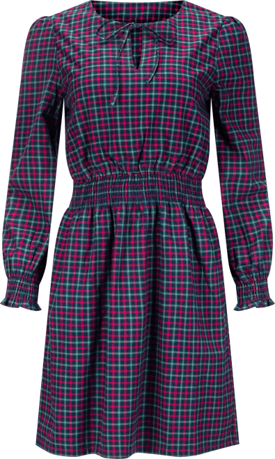 Women's Long Sleeve Smocked Waist Keyhole Dress