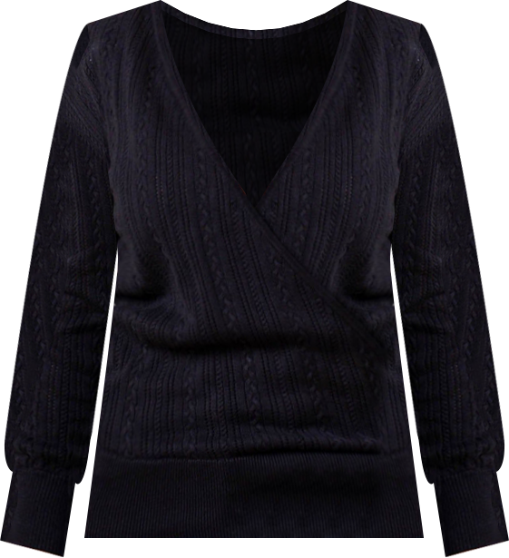 Women's Long Sleeve Reversible Cable Wrap Sweater