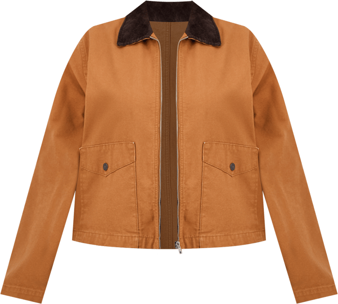 Trendy Plus Cotton Front-Zip Barn Jacket