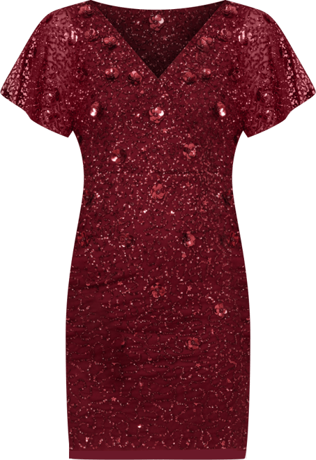 Women's Beaded Dolman Sleeve Sheath Dress