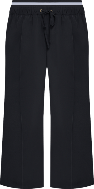 Plus Size Double Waistband Long Casual Pants