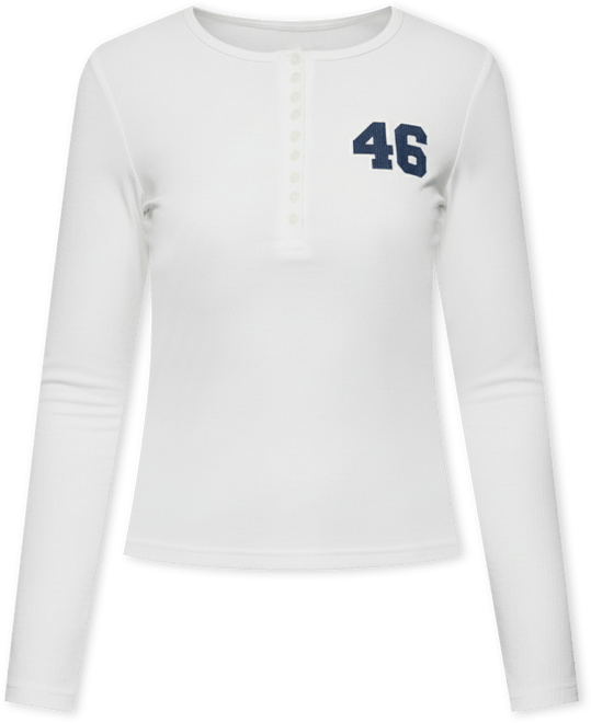 Womens 46 Ribbed Henley Top