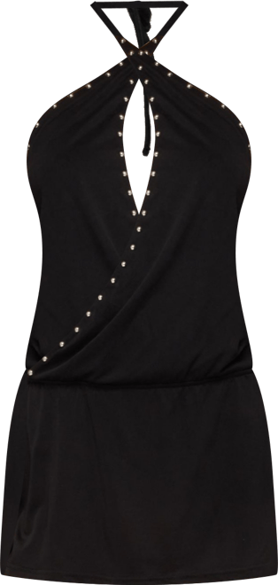 Women's Studded Drop Waist Backless Mini Dress