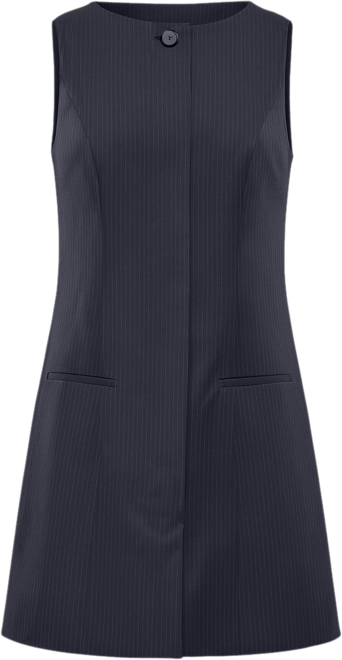 Women's Concealed Buttons Pinstripe Dress