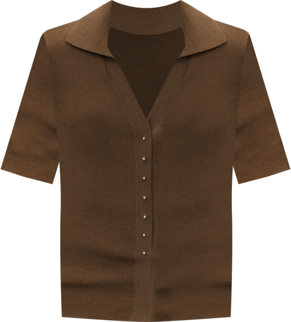 Women's Ribbed Polo Neck Sweater