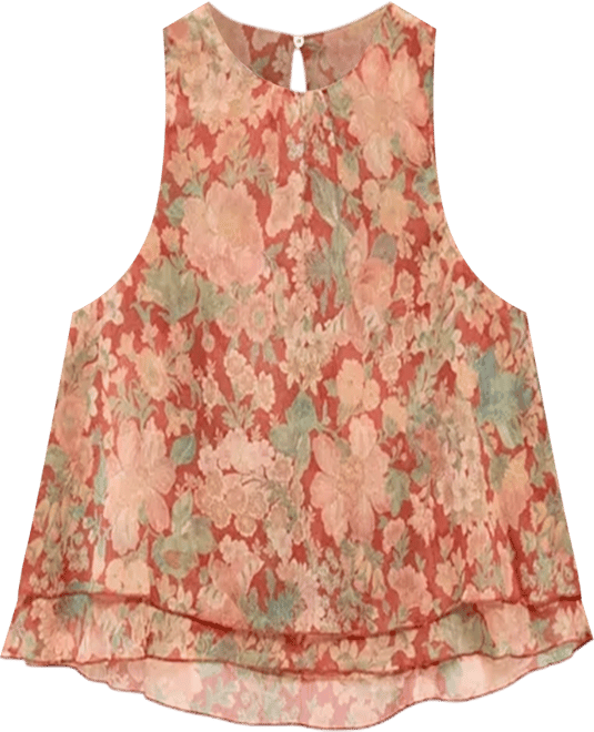 Women's Floral Pleated Blouse
