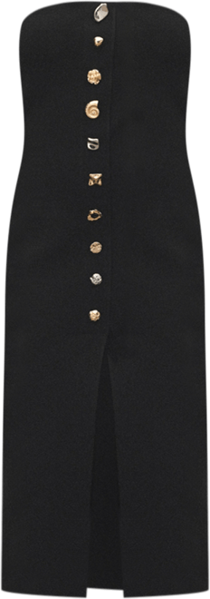 Women's Jewel Buttons Strapless Dress