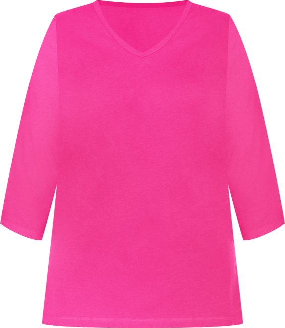 Plus Size Within Perfect Three-Quarter Sleeve V-Neck Tunic