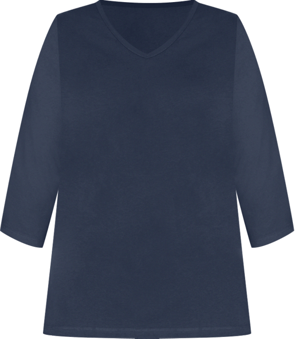 Plus Size Within Perfect Three-Quarter Sleeve V-Neck Tunic