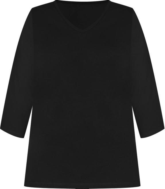 Plus Size Within Perfect Three-Quarter Sleeve V-Neck Tunic