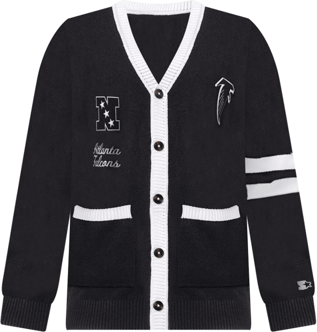 Women's Black Atlanta Falcons Back Shot Button-Up Cardigan