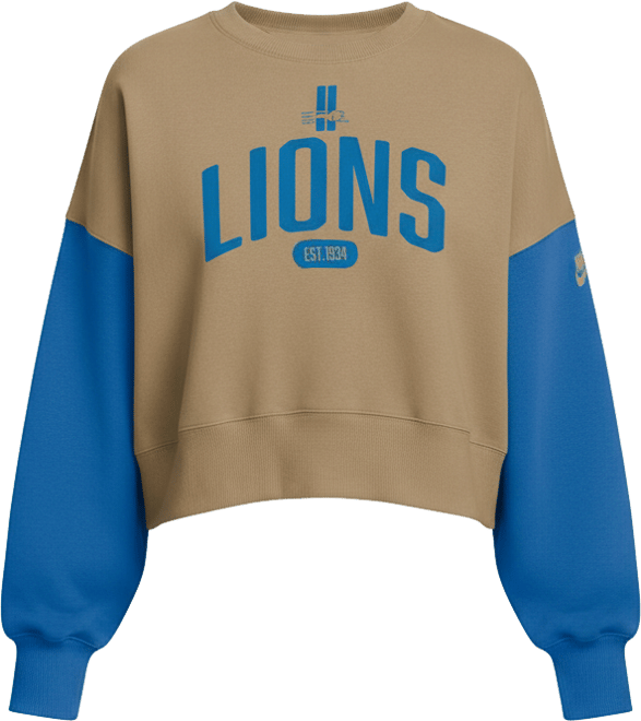 Women's Tan Detroit Lions Oversized Rewind Pullover Sweatshirt
